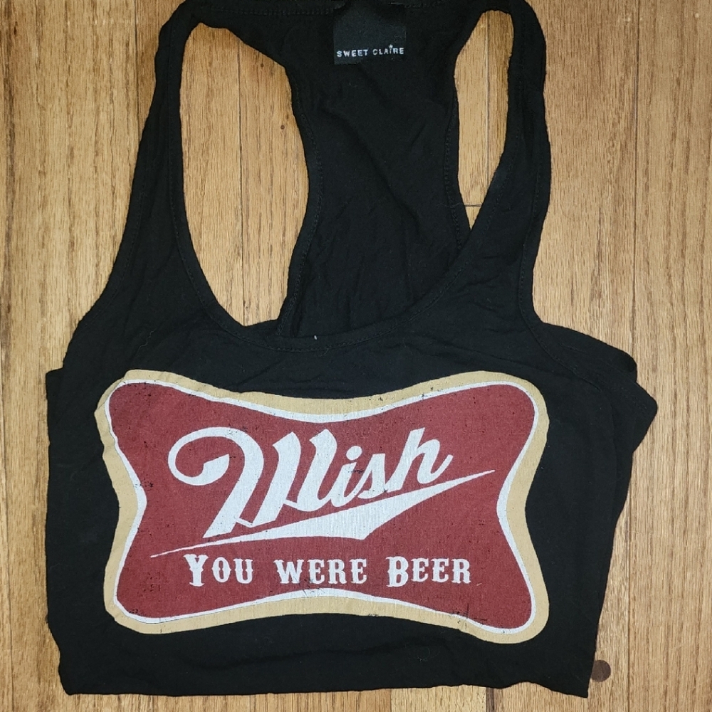 Sweet Claire Black Tank Top with Red and Gold Graphic